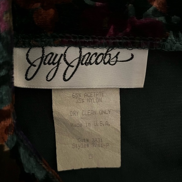Vintage Jay Jacobs Long Sleeve Velour Dress Excellent Preowned Condition Size 5 - Picture 3 of 4